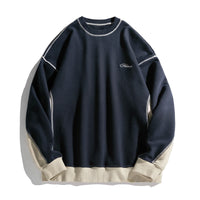 Heavy Loose Open Line Contrast Color Sweatshirt Male Spring Style