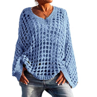 Loose Leisure All-matching Hollow Long Sleeve Plus Size Women's Knitted Sweater