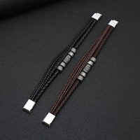 Multi-layer Leather Braided Magnetic Clasp Bracelet