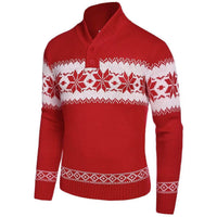 Men's Fashionable Jacquard Knitted Shirt With A Stand-up Collar