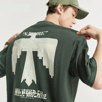 Printed Short Sleeve Texture Slub Cotton T-shirt