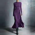 Solid Color Elegant Wrap Long Dress With Bow Detail