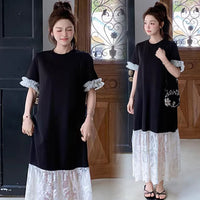 Fashionable Elegant Slimming Patchwork Lace Maternity Dress