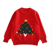 Children's Autumn And Winter Christmas Sweater Round Neck Bottoming Shirt Red Thickened