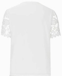 Women's Elegant White Lace V-Neck Blouse With Floral Cut-Out Detail Short Sleeve