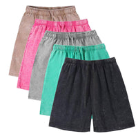 Distressed Fried Snowflake Shorts Washed Cotton Retro Loose Shorts