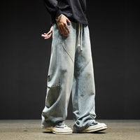 Retro Washed Casual High-Street Loose Wide-Leg Cargo Pants
