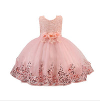 Sequined Trailing Lace Princess Dress Children Shirt