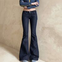 Retro Blue Low Waist Cropped Sexy Jeans Simple Style Casual Women