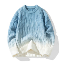 Idle Style Winter Gradient Contrast Round Neck Thickened Men's Sweater