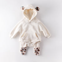 Baby Newborn Clothes Hooded Jumpsuit Plus Velvet Thickening