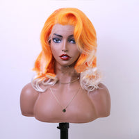 Fashion Chemical Fiber Orange White High Temperature Silk Lace Wig