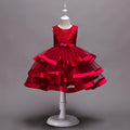 Girls Multi-Layer Puff Sleeveless Embroidered Show Dress Skirt
