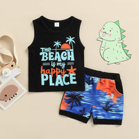 Boys Summer Seaside Vacation Style Coconut Tree Beach Suit