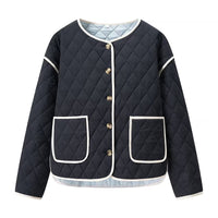 Casual Loose All-match Diamond Pattern Cotton-padded Coat