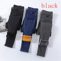 Fleece-lined Base High Waist Black Tight Trousers Skinny Pants