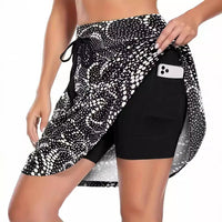 Printed Pocket Fake Two-piece Shorts Women's Clothing