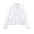 Embroidered V-neck Women's Long Sleeve Shirt