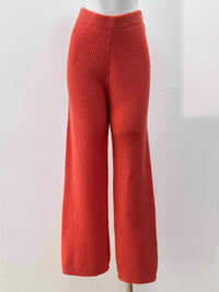Women's Pants Woven Wool Pants Casual Straight Wide Leg Pants Mid-high Waist Trousers
