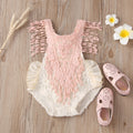 Children's Clothing European And American Style Comfortable Short Climbing Lace Color Block Lace Pattern Baby Triangle Jumpsuit