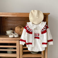 Knitted Coat Strap Romper For Children