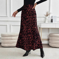 Slimming Leopard Print Skirt High-waisted Loose Long Dress With Print