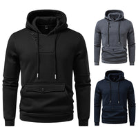 Diagonal Buckle Placket Design Casual Hooded Large Pocket Sweatshirt