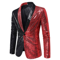 Euro-American Performance Dress Color-blocking Sequin Suit
