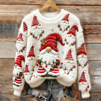 Womens Printed Christmas Flannel Hoodie Top