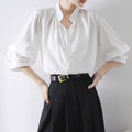 French Style Five Points Oversleeves Shirt Retro White Shirt