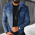 Fashion Print Distressed Print Denim Jacket Men's