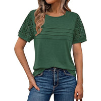 Round-neck Hollow-out Short-sleeve Elegant Loose-fitting