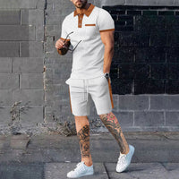 Color Matching Short-sleeved Shorts Two-piece Casual