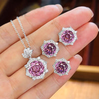 Flower Ring Elegant Graceful High Carbon Diamond Goose Yellow Stud Earrings
