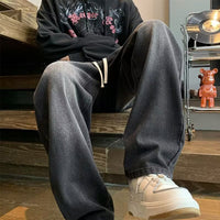 Japanese-style Drawstring Elastic-waist Jeans For Men