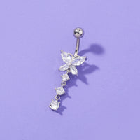 Women's Butterfly Zircon Umbilical Ring Piercing Jewelry