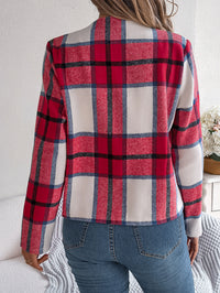 Women's Casual Plaid Long Sleeve Tweed Set