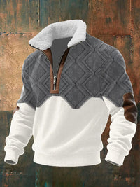 Men's Fitted Top With Printed Pattern And Faux Fur Collar