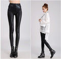 Solid Thin Skinny Matte Snakeskin Skinny Leather Pants