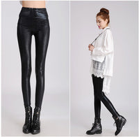 Solid Thin Skinny Matte Snakeskin Skinny Leather Pants