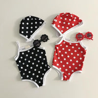 Baby Girl Polka Dot Sling Swimsuit With Hood