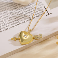 Simple Copper Plating Heart-shaped Zircon Clavicle Pendant