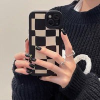 Black And White Lattice Mobile Phone Case