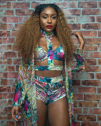 Digital Printing Split Swimsuit Three Piece Set