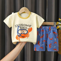 Children's Summer Pure Cotton Thin Short Sleeve Suit
