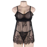 Women's Steel Ring See-through Mesh Slip Nightdress