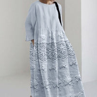 Womens 3D-printed Fashion Plus-size Loose Casual Long-sleeve Dress
