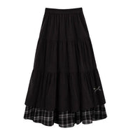 Thickened Japanese-style High-waisted Slimming Bow A-line Long Skirt