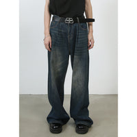 Personality Denim Men's Straight Washed I Loose Wide-leg Pants