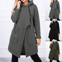 Half-high Neck Side-zip Hoodie With A Hood And Fleece-lined Pockets